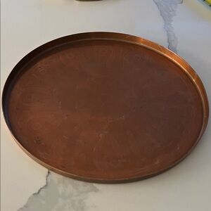 Decorative Copper Tray with Etched Design